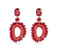 Colourful Crystal Beads Hoop Earrings for Women, Boho Statement Drop Earrings, Handmade Trendy Earrings, Summer Jewellery Gift, Einheitsgröße, Metal, No Gemstone