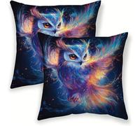 Colourful Cushion Covers 45 x 45 cm, Linen Decorative Throw Pillow Covers Eagle Square Pillow Cases 2 Pack 18 X 18 Inch, with Invisible Zipper Pillowcases for Living Room, Couch Bed, Bedroom SJ-59