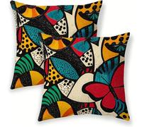 colourful Cushion Covers 45 x 45 cm, Velvet Decorative Throw Pillow Covers Nordic Square Pillow Cases 2 Pack 18 X 18 Inch, with Invisible Zipper Pillowcases for Living Room, Couch Bed, Bedroom SJ-41