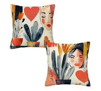 Colourful Cushion Covers 65cm x 65cm, Abstract Cushions Cover Pack of 2, Velvet Sofa Cushions Covers, Decorative Pillows Double Sided Printing with Invisible Zipper for Sofa, Autumn Decorations D-88