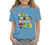 Colourful Cute Cartoon Number Day T Shirt for Kids Boys Girls 2025 3.14 Number Day Tee Shirts Top Costume for School Maths Numeracy Day Mathematics Lover (Light Blue, 4-5 Years)