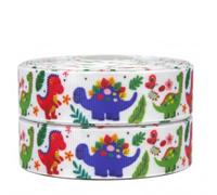 Colourful Dinosaur 2m x 22mm wide for Personalised Birthday Cake Decoration Ribbon & Decorating Ideas for Present Gift Wrap Bows Toppers or Wrapping for Bags Box Balloon String Cards Art Craft