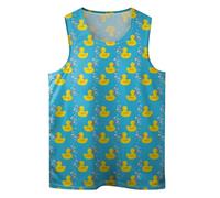 Colourful Dinosaur Mens Beach Tank Tops Novelty Graphic Quick Dry Sleeveless Shirt for Beach Workout S-4XL, Yellow Ducks, XL