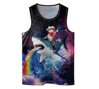 Colourful Dinosaur Mens Beach Tank Tops Novelty Graphic Quick Dry Sleeveless Shirt for Beach Workout S-4XL