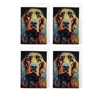 Colourful Dog Lover Pop Art Cards Multipack of 4 Spaniel Greeting Cards For Any Occasion, Blank Inside For Your Message, A6 Size 10 x 15 cms