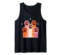 Colourful Dog Paw Prints Funny Dog Lover Owner Cute Pets Tank Top