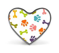 Colourful Dog Paws And Bones Heart Brooch Pin Lapel Pins Tie Suit Dress Accessories Wedding Birthday for Men Women