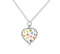 Colourful Dog Paws And Bones Novelty Pet Urn Necklace Ash Holder Cremation Keepsake Memorial Jewelry