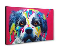 Colourful Dog Vol.5 Canvas Print | Gallery Wrapped 30mm Frame Wall Art | 30x20 inches | Ready to Hang | Abstract Animals Picture | Living Room Bedroom Lounge Office