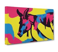Colourful Donkey Art Vol.3 Canvas Print | Gallery Wrapped 30mm Frame Wall Art | 30x20 inches | Ready to Hang | Abstract Animal Picture | Living Room Bedroom Lounge Office