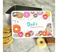 Colourful Donuts Dad's Sweets & Treats Personalised Gift Baking Cake Tin Personalised Gift | Custom Gift | Personalized Tin | Cake, Biscuit & Treat Tins | Gift For Her | Gift For Him