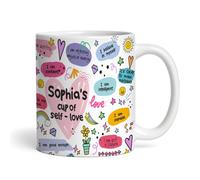 Colourful Doodle A Cup Of Self Love Positive Affirmations Gift Personalised Mug Confidence| Personalised Birthday Mug | Personalised Mug | Cup | Daily Positive Affirmations| Birthday | Christmas