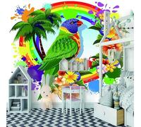 Colourful Doodles Flowers Animals Parrots Trees 3D Wallpaper Luxury Home Dining Decor Paste Sofa Living Room The Wall for Bedroom Mural-150cm×105cm