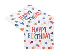 Colourful Dots Happy Birthday Napkins for Girls Birthday Party Decorations Cocktail Dinner Cute Paper Napkins for Baby Shower Supplies Bday Theme Party Decor 20 Pcs