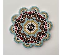 Colourful Elegant Ceramic Moroccan Design Coasters Geometric Mosaic Tiles With Cork Base and Intricate Details (Style 5)