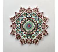 Colourful Elegant Ceramic Moroccan Design Coasters Geometric Mosaic Tiles With Cork Base and Intricate Details (Style 21)