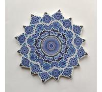 Colourful Elegant Ceramic Moroccan Design Coasters Geometric Mosaic Tiles With Cork Base and Intricate Details (Style 56)