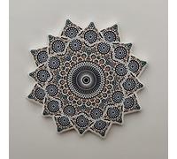 Colourful Elegant Ceramic Moroccan Design Coasters Geometric Mosaic Tiles With Cork Base and Intricate Details (Style 8)