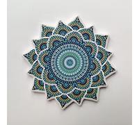 Colourful Elegant Ceramic Moroccan Design Coasters Geometric Mosaic Tiles With Cork Base and Intricate Details (Style 18)