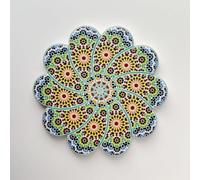 Colourful Elegant Ceramic Moroccan Design Coasters Geometric Mosaic Tiles With Cork Base and Intricate Details (Style 163)