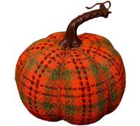 Colourful Fabric Pumpkin Decor 13cm Harvest Table Ornament(Orange Plaid)