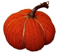 Colourful Fabric Pumpkin Decor 13cm Harvest Table Ornament(Orange-red)