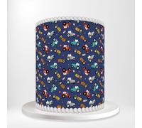 Colourful Farming Tractor Blue Wrap Around Print A4 Edible Paper Icing Sheet Cake Topper Side Ribbon Border Decor for Personalised Themed Decorations
