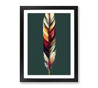 Colourful Feather No.1 Framed Print for Living Room Bedroom Home Office Décor, Wall Art Picture Ready to Hang, Black A2 Frame (62 x 45 cm)