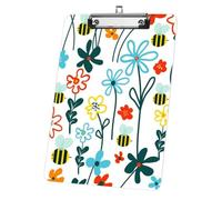 Colourful Floral Bees Acrylic Clipboard with Silver Low Profile Clip A4 Clipboard Decor Classroom Supplies Gift Clipboards for Teacher Nurses Woman Men Teens Birthdays Valentins Easter