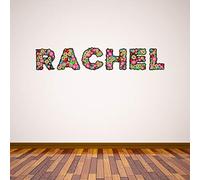 Colourful Floral Personalised Name Wall Sticker Bedroom Art Decal Mural Kids (60cm Width)