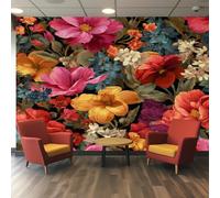 Colourful Floral Wallpaper - Boho Bright Flower Wall Mural - Wall Murals for Living Room Bedroom - Photo Wallpaper & Home Decor Art - 315 x 215 cm A-1018