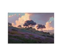 Colourful Flower Canvas Wall Art, Abstract Tree Nature Flower Landscape Painting on Textured Canvas Prints Picture Poster for Living Room Bedroom Home Wall Decoration Unframe 24x36inch(60x90cm)