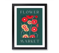 Colourful Flower Market Exhibition No.3 Framed Print | A2 Black Framed Wall Art | Ready to Hang | Modern Floral Picture | Living Room Bedroom Lounge Office