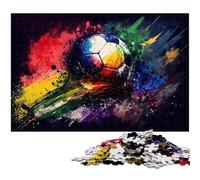 Colourful Football 1000 Piece Jigsaw Puzzle Wooden Jigsaw DIY Decoration, Brain Challenge, for Adult, Family, 50x75CM/19.68x29.52inch