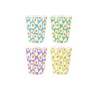 Colourful Fried Eggs Egg Cups Set - Pack of 4 Ceramic Egg Cups/Holders Kitchenware/Shot Glasses Drinkware Boxed Gift/Present