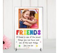 Colourful Friends Freestanding Plaque with Photo - A Celebration of Friendship | Custom Photogragph Gift for Kids, Friendship Keepsake, Bestie Decor Sign (Acrylic - A5-21cm x 14cm)