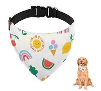 Colourful Fruit Flower Sun Rainbow Dog Bandana with Adjustable Strap D Ring Dog Scarf Pet Bibs Triangle Bandanas for Dogs Clothing& Accessories for Dogs Puppy Cats Decor Machine Washable