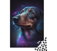 Colourful Galaxy Dachshund Puzzle Toy Educational Game Premium Cardboard Jigsaw Puzzle for Adult Children 300pcs (40x28cm)