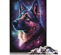 Colourful Galaxy German Shepherd Puzzle Brain Teaser 100% Recycled Cardboard Jigsaw Puzzle for Kids And Adults Age 12 Years Up 1000pcs (75x50cm)