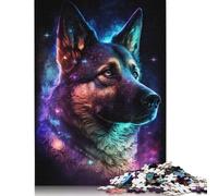Colourful Galaxy German Shepherd Puzzle Difficult Challenge 100 Percent Recycled Cardboard Jigsaw Puzzle for Kids And Adults Age 12 Years Up 1000pcs (75x50cm)