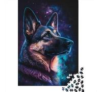 Colourful Galaxy German Shepherd Puzzle Difficult Hard Paper Rectangular Jigsaw Puzzle for Adult Children Unique Gift 1000pcs (38x26cm)