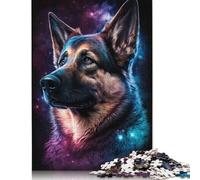 Colourful Galaxy German Shepherd Puzzle Educational Games Family Activities Premium Cardboard Jigsaw Puzzle for Women Men 1000pcs (75x50cm)