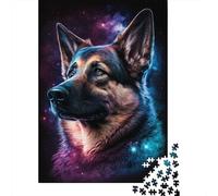 Colourful Galaxy German Shepherd Puzzle Fun Activity for at Home Premium Cardboard Jigsaw Puzzle for Adults Teen 1000pcs (38x26cm)