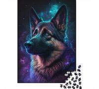 Colourful Galaxy German Shepherd Puzzle Jigsaws 1000 Pieces for Adults & Teenager Age 12 Years Up Christmas Eve Gifts 1000pcs (38x26cm)