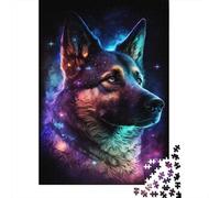 Colourful Galaxy German Shepherd Puzzle Unique Home Decor 100 Percent Recycled Cardboard Jigsaw Puzzle for Adult 1000pcs (38x26cm)
