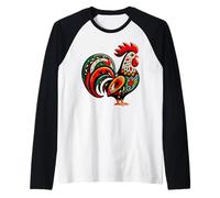 Colourful Galo Barcelos Folk Art Rooster Portuguese Pride Raglan Baseball Tee