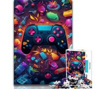 Colourful Gamepad Puzzles for Adults Teens 1000 Pieces,Stress Reliever Staycation Kill Time with Matching Poster And Trivia Sheet (50x75cm)