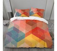 Colourful Geometric Duvet Cover Sets 155x220 Abstract Autumn Bedding Microfibre Duvet Cover 155x220cm Luxury Bedding Set 3D Printed Quilt Cover with 2 Pillow Cases 50x75cmH717