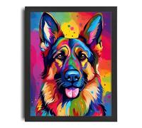 Colourful German Shepherd Art Print Wall Art Dog Gift Pop Art Alsatian Dog Art A3 Poster on Canvas - Wall Art Home Decor Movie Poster Canvas Film Cinema Retro Vintage Cult Classic Nostargic Saga Mode