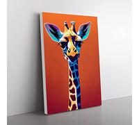 Colourful Giraffe No.1 Canvas Wall Art Print Ready to Hang, Framed Picture for Living Room Bedroom Home Office Décor, 60x40 cm (24x16 Inch)